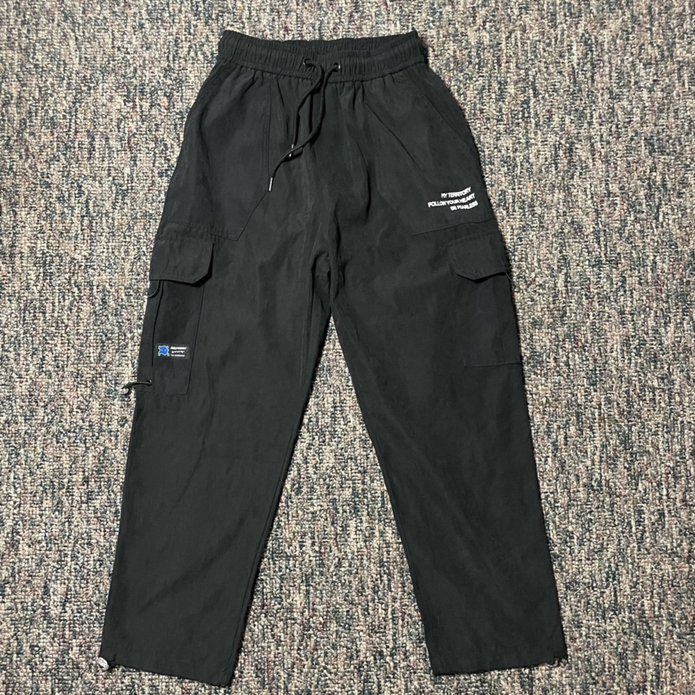 Black Cargo Y2K Vintage Streetwear Parachute Pants Boys Size XL / Women’s Small